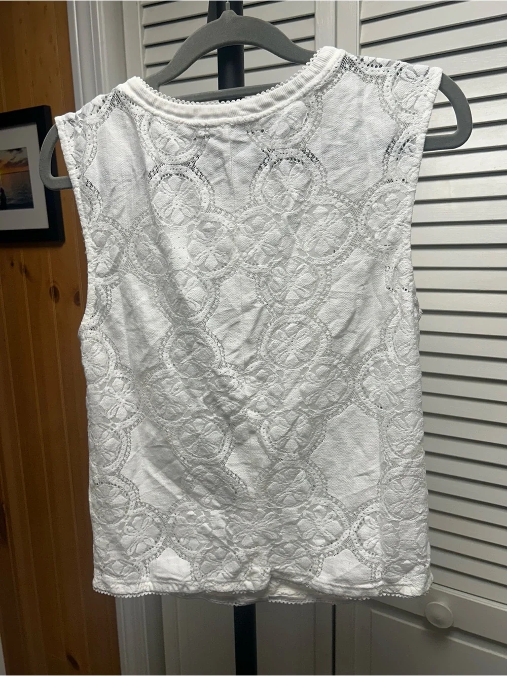 Nwot Free People jae Sleeveless white Lace Button-Front Top